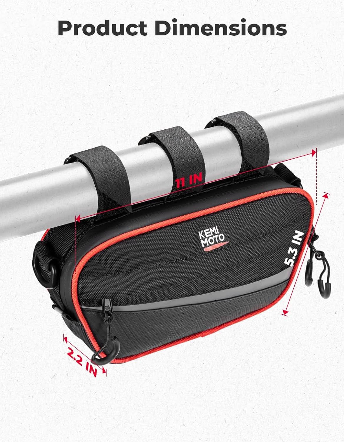 KEMIMOTO borsa roll-bar 28x13 cm nera universale tubi 25-50mm