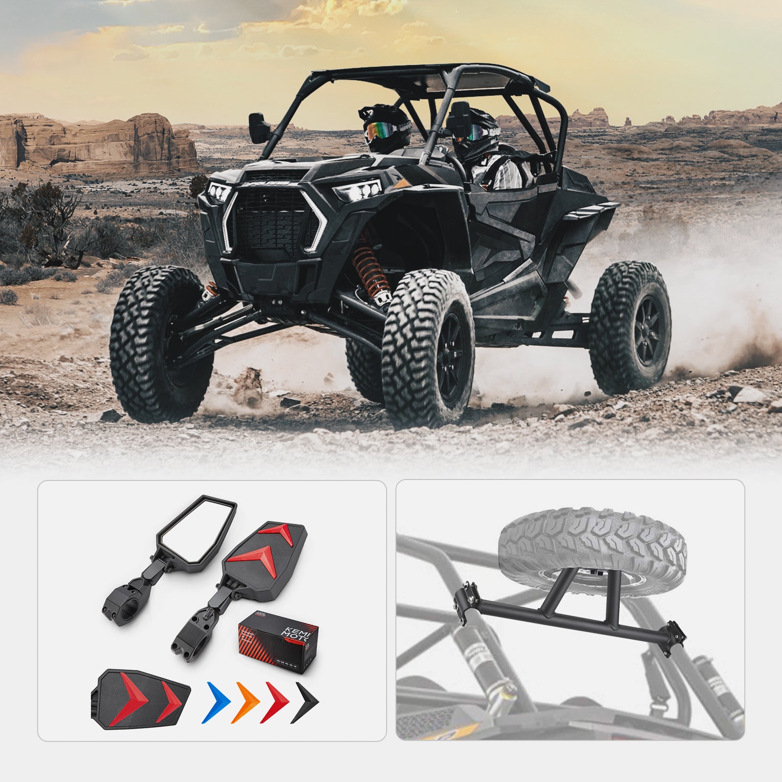 KEMIMOTO Specchietti RZR Turbo + Portaruota Kit