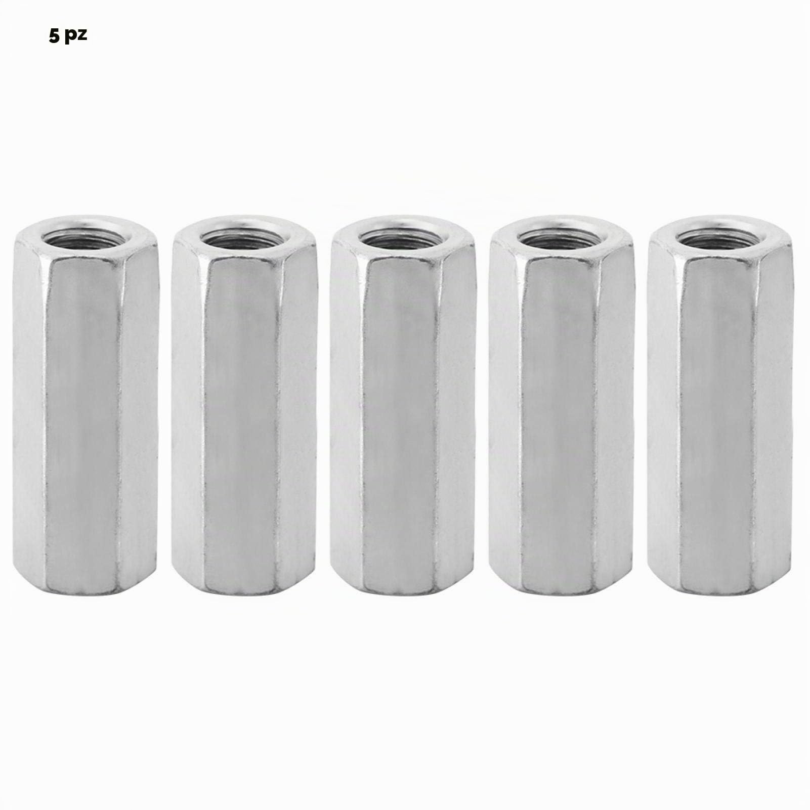 Kuuleyn M12x50 Dado Esagonale Lungo 5 Pezzi Acciaio Zincato