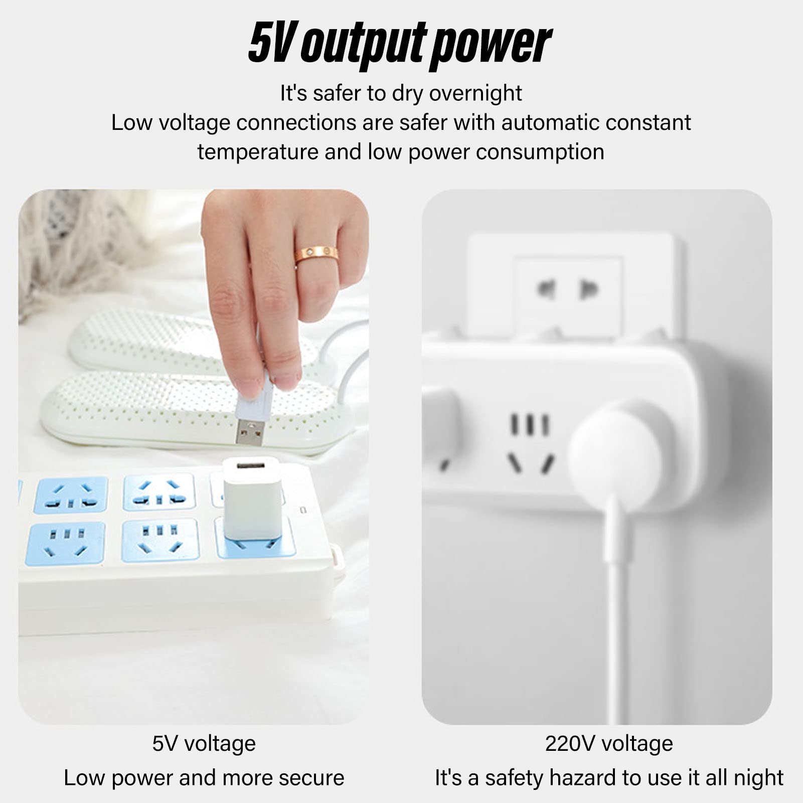 Hapivida Asciugascarpe Elettrico USB Bianco con Timer