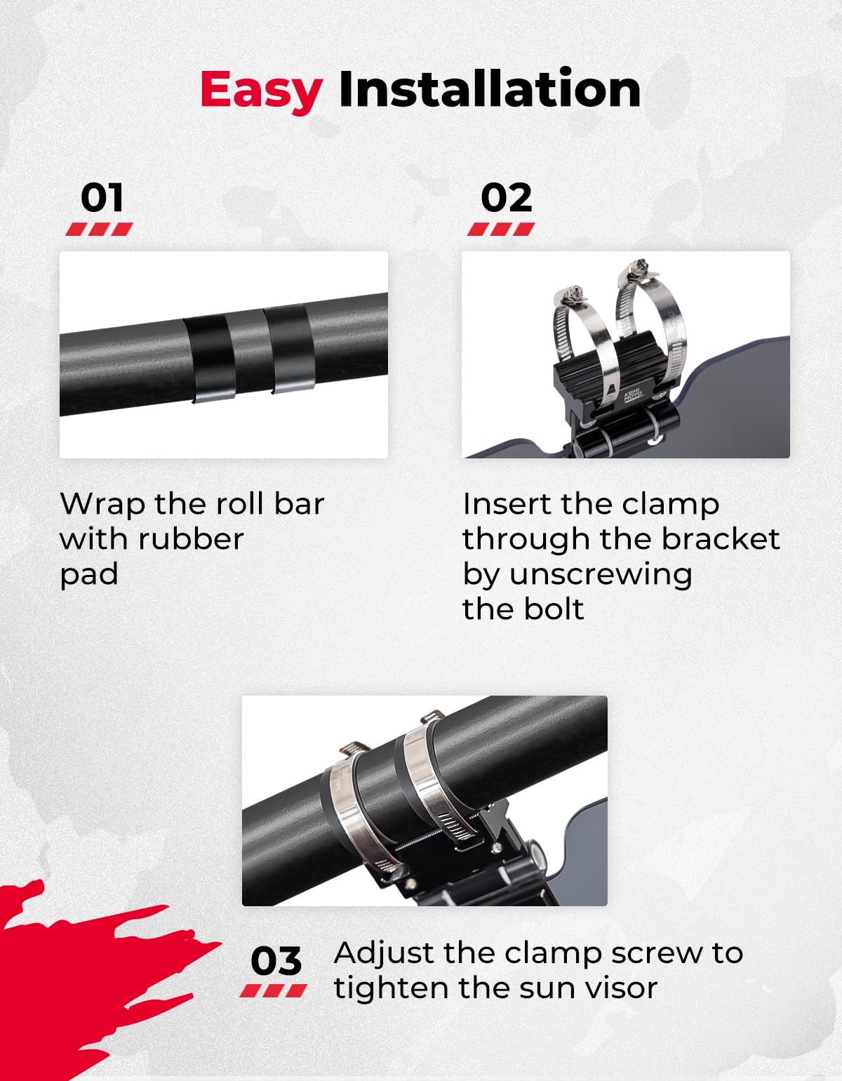 Kemimoto B0111-14301SK parasole UTV 1 pz roll-bar 38-51 mm orientabile