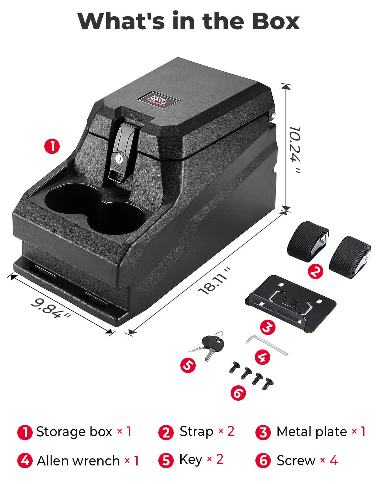 KEMIMOTO Console Centrale Bracciolo Ranger XP 1000 con Portabicchieri