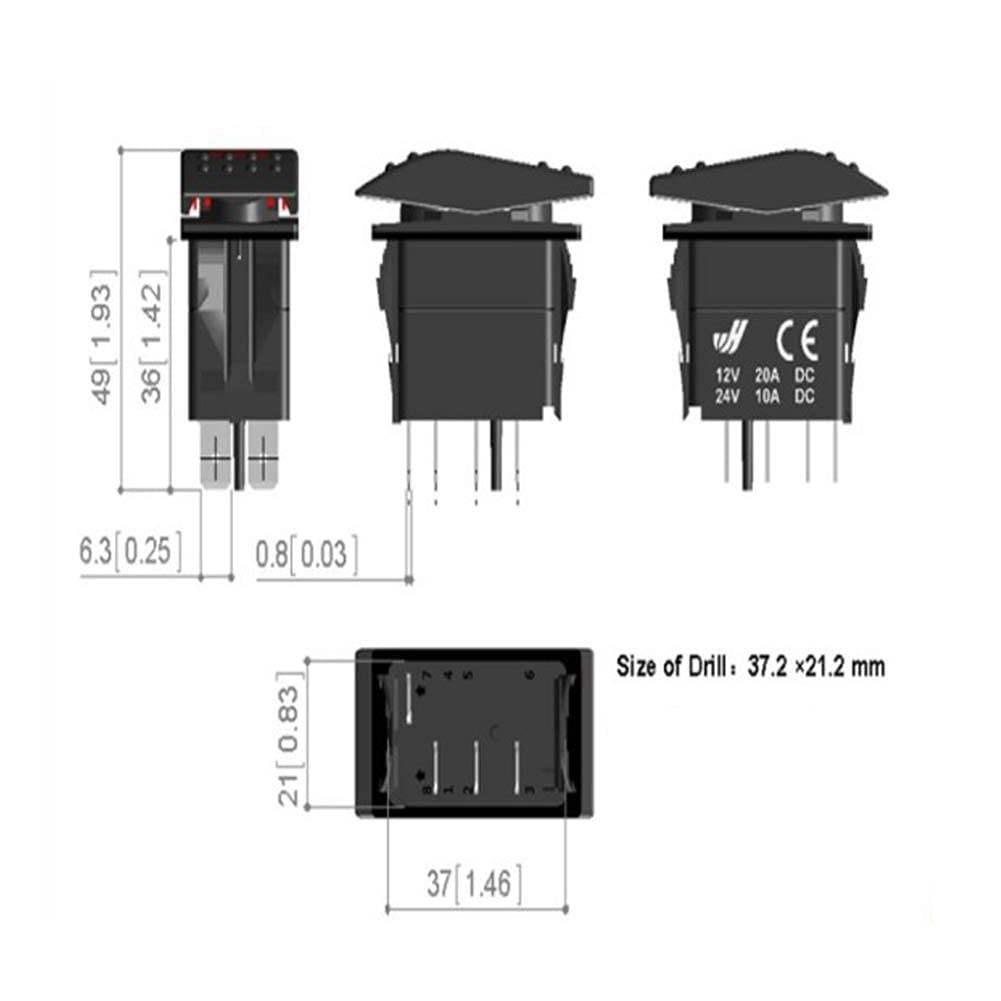 Kuuleyn Interruttore Bilanciere 12V-24V 3 Pin On-Off Nero