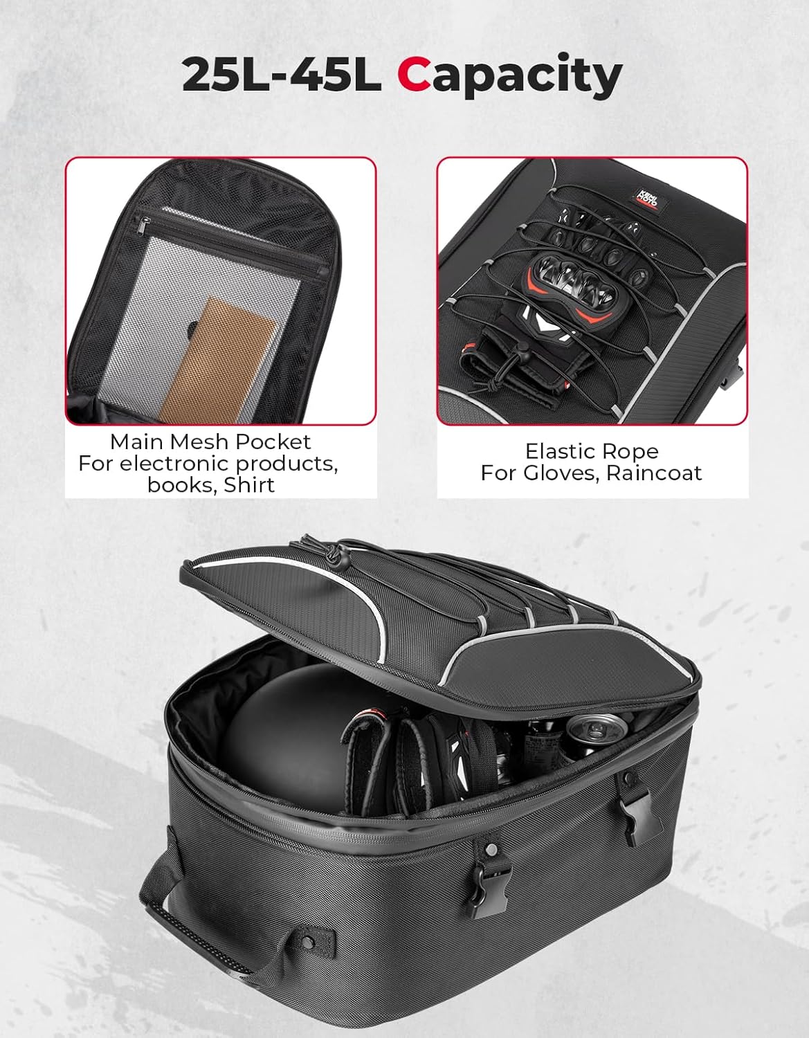 Kemimoto Borsa Codone Moto 25-45L Espandibile Impermeabile