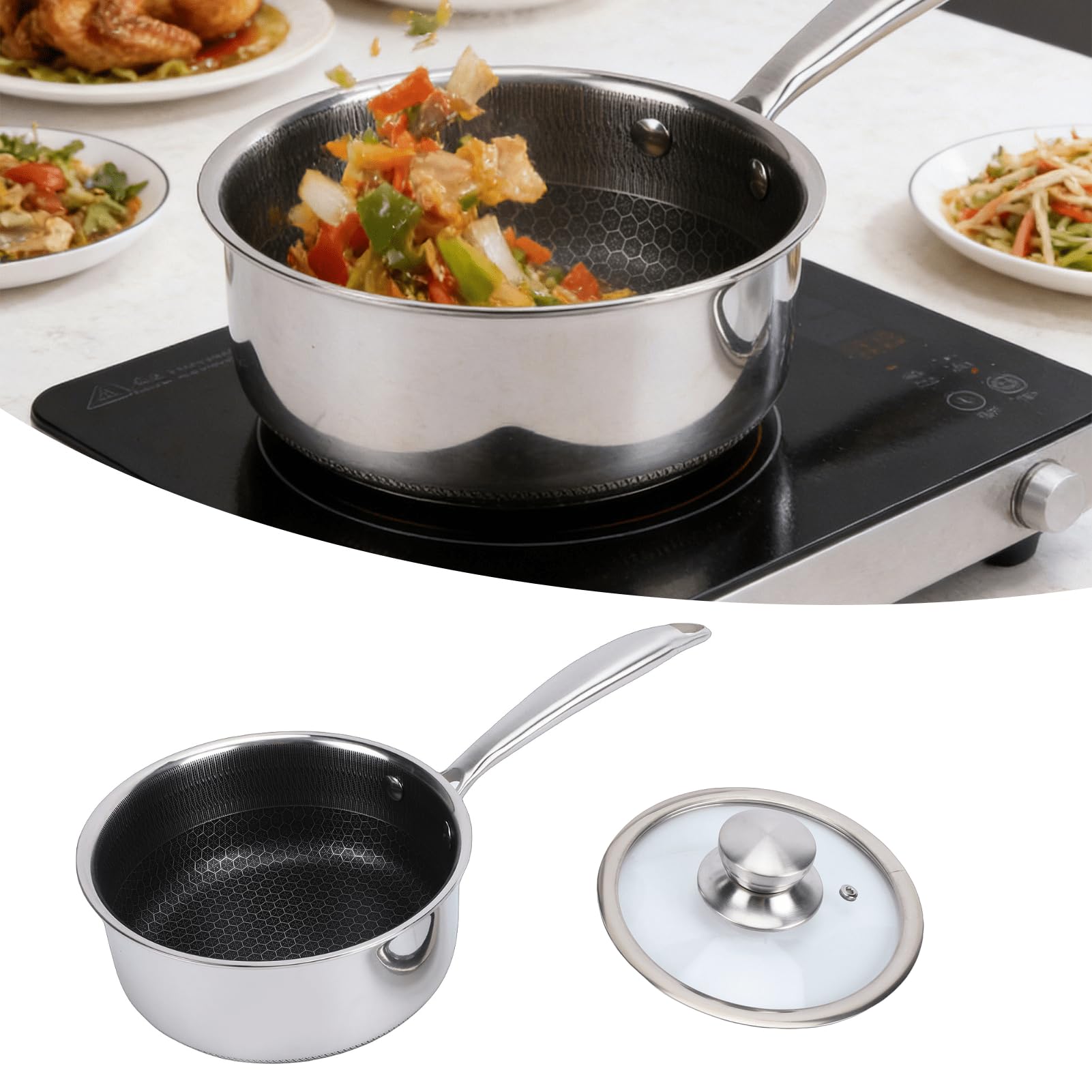 Hapivida padella nido d'ape acciaio inox 316 con coperchio induzione