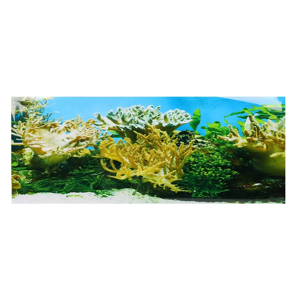 Kuuleyn Sfondo Acquario Adesivo PVC 122x50 cm Piante Corallo