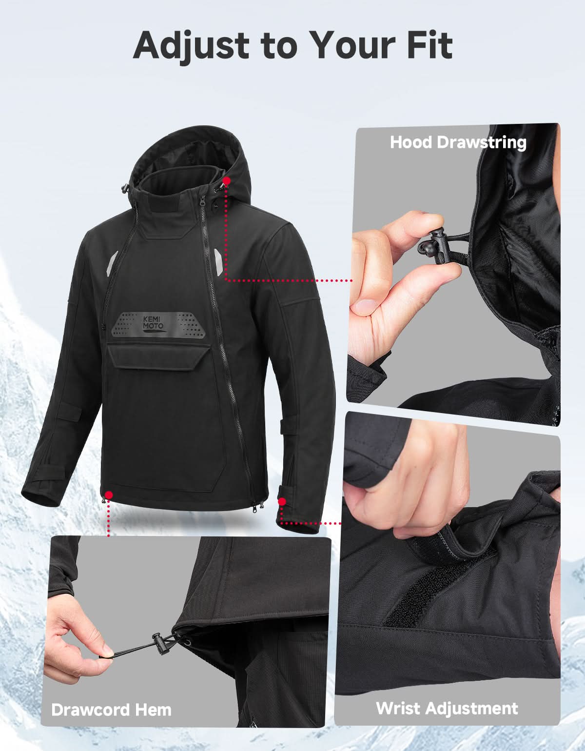 KEMIMOTO 3-in-1 CE Armor giacca moto con protezioni