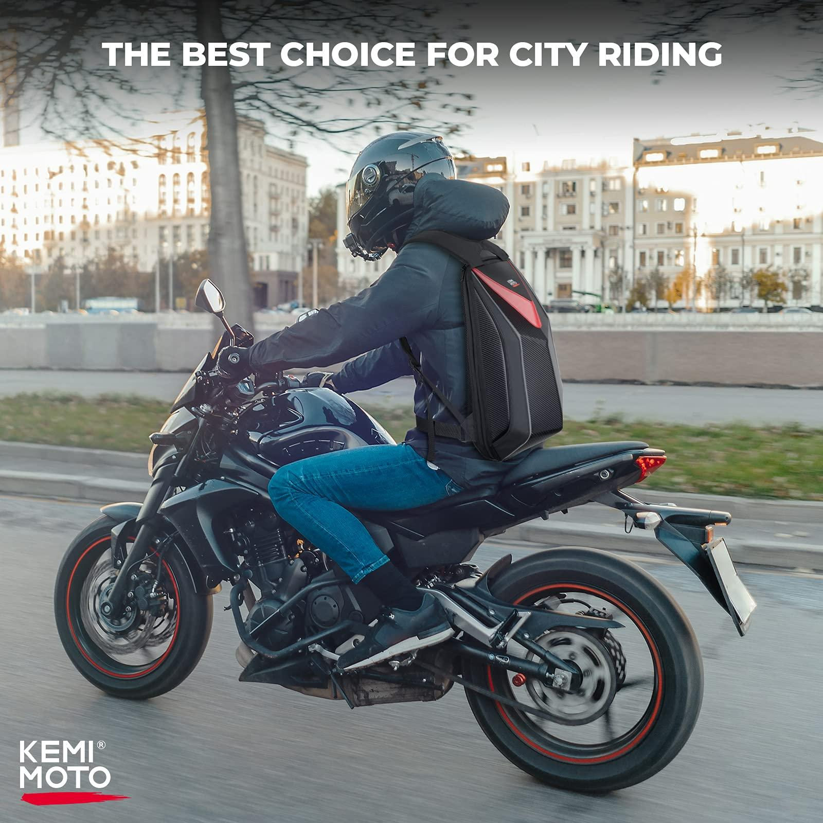 KEMIMOTO 20L zaino moto rigido espandibile per casco