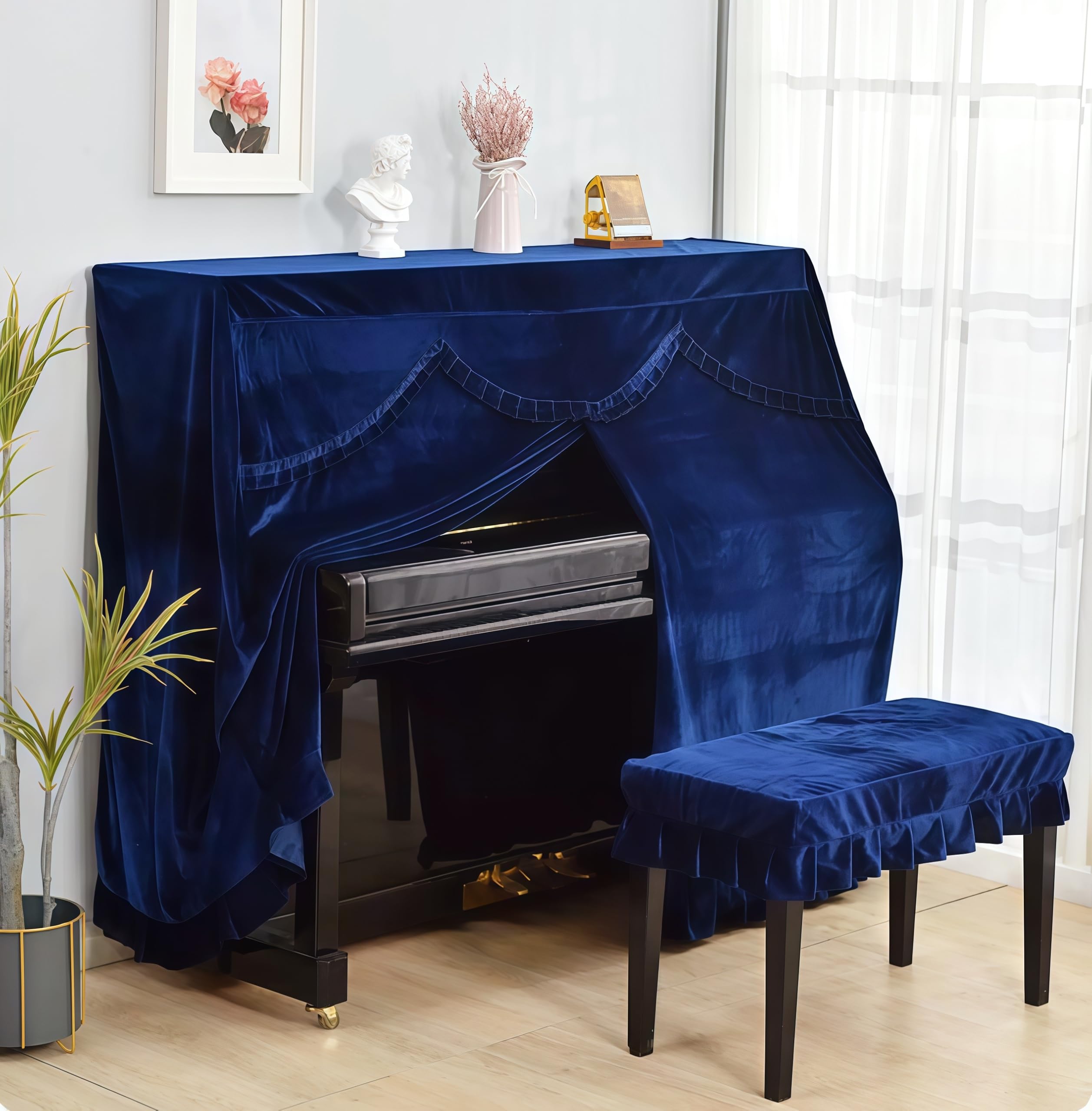 Kuuleyn Copertura Panca Pianoforte 75x35 cm Tessuto Blu