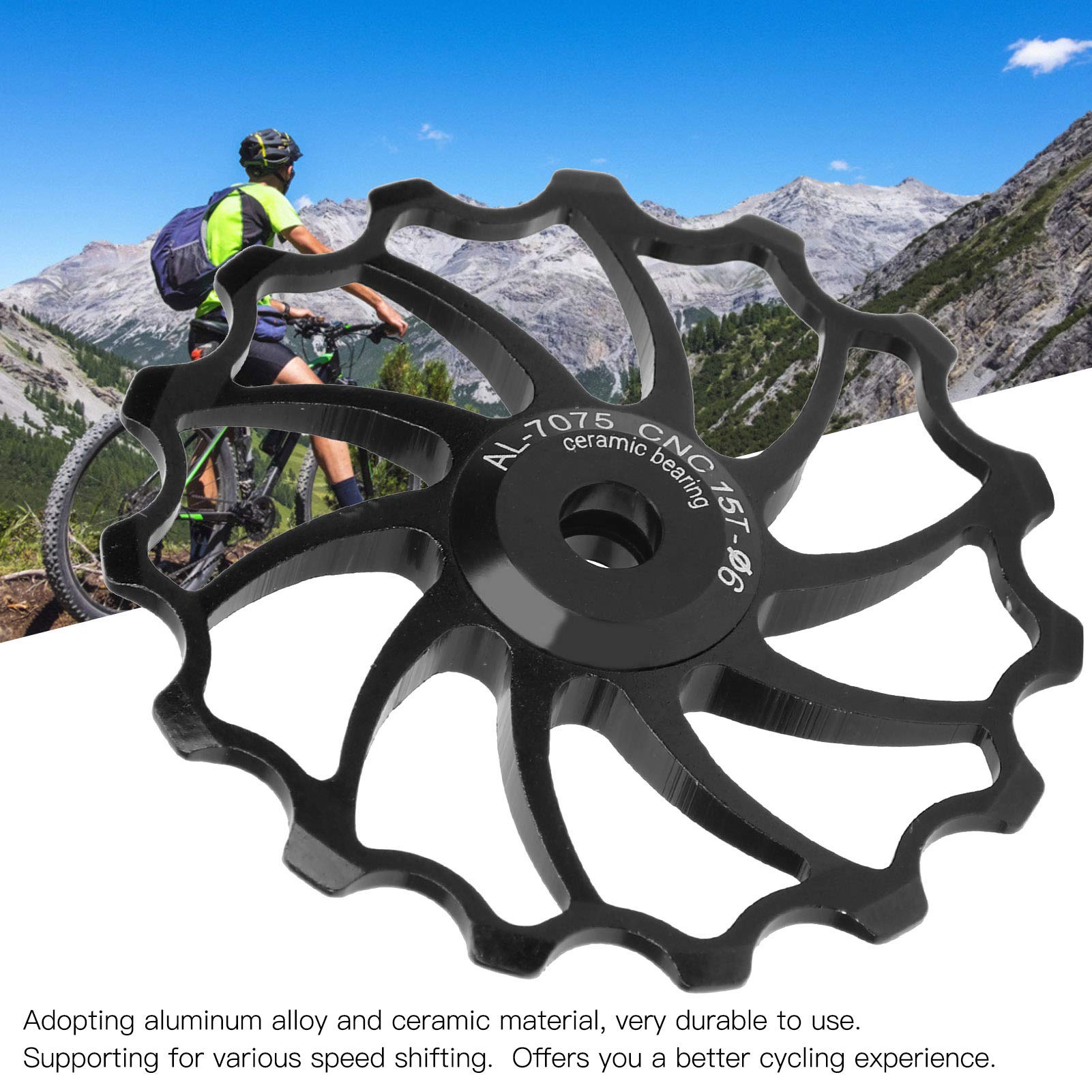 Kuuleyn Puleggia Deragliatore Posteriore Bici 15T Nero Ceramica