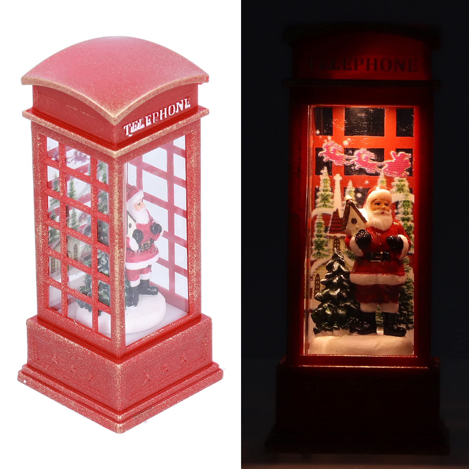 Hapivida Cabina Telefonica Natale LED Rossa C Un Pezzo