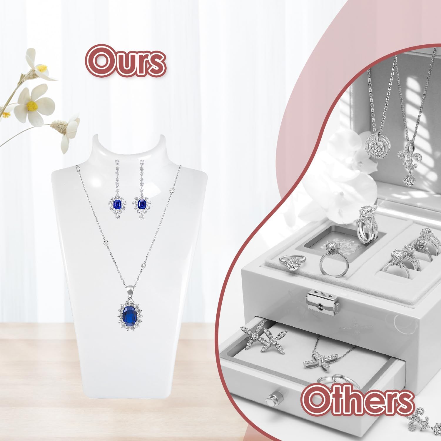 Hapivida Busto espositore collane acrilico bianco set 2 pezzi