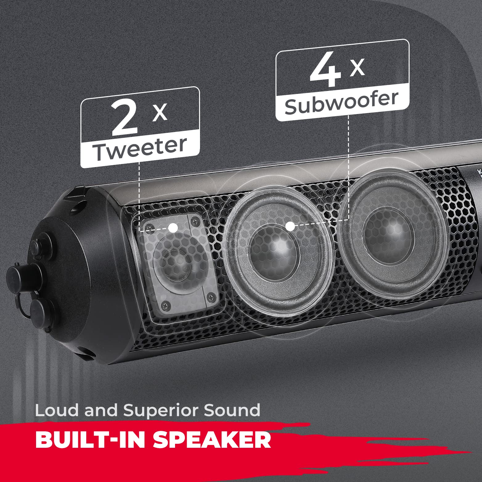 KEMIMOTO sound bar bluetooth UTV 28 pollici 6 altoparlanti