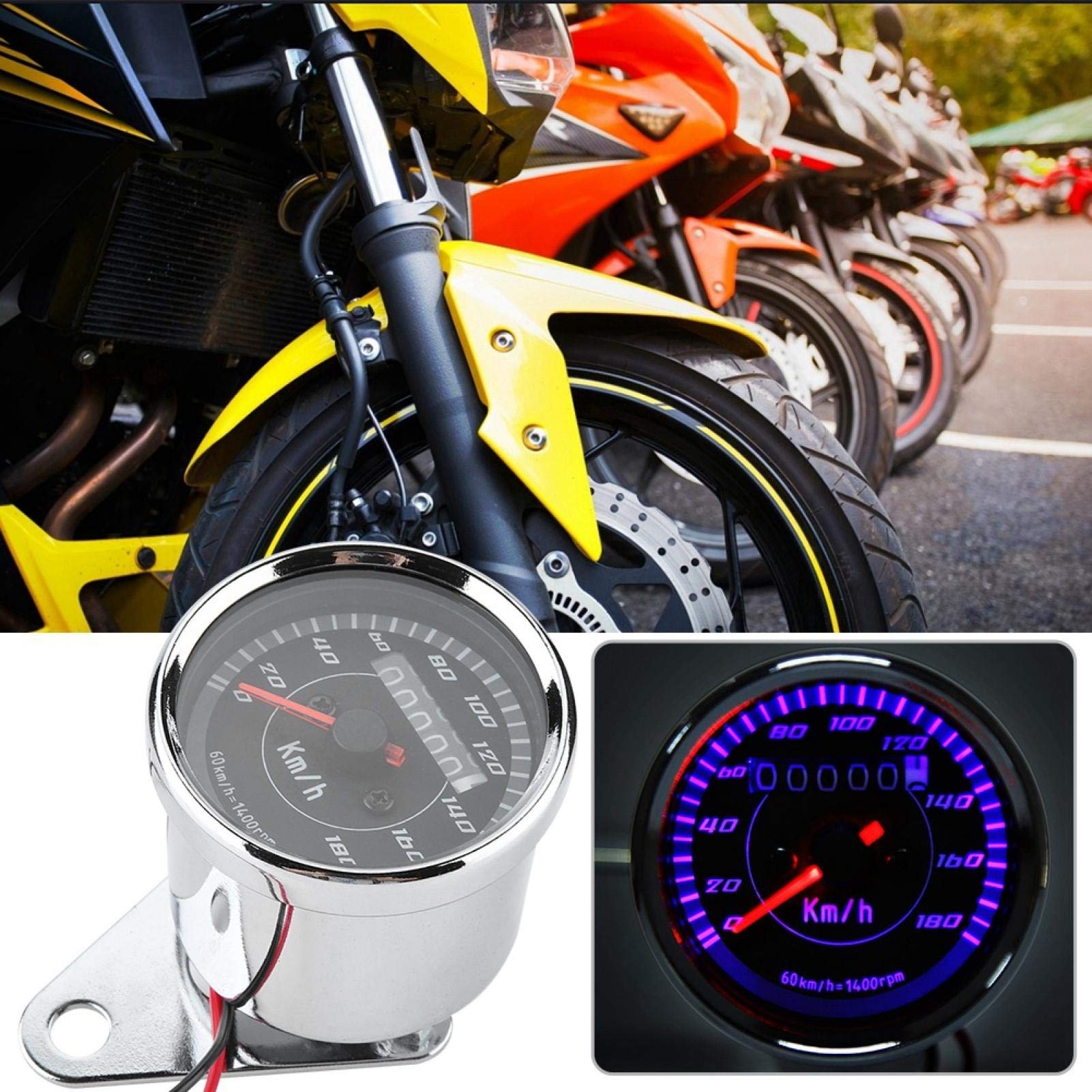 Kuuleyn Tachimetro LED Moto 12V Contachilometri Nero Retroilluminato