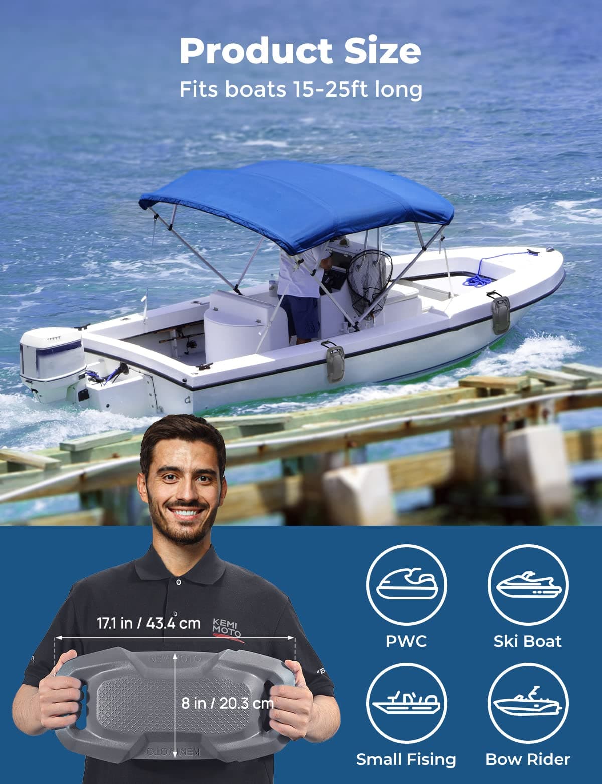 Kemimoto parabordi barca piatti EVA bass boat 2 pezzi