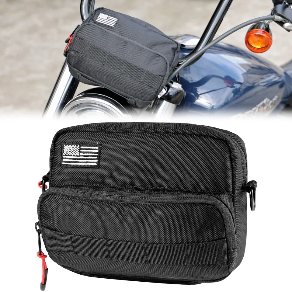Kemimoto borsa manubrio moto cruiser nera con tracolla