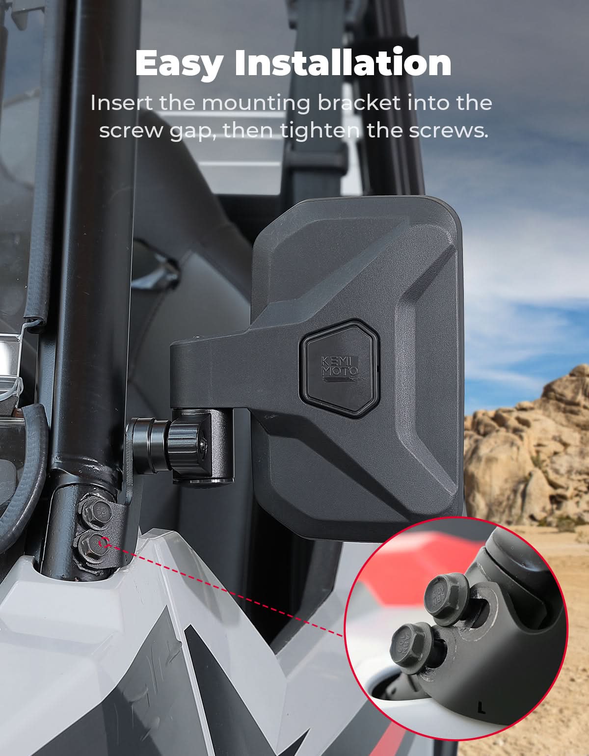 KEMIMOTO Specchietti Laterali Polaris General 1000 Richiudibili