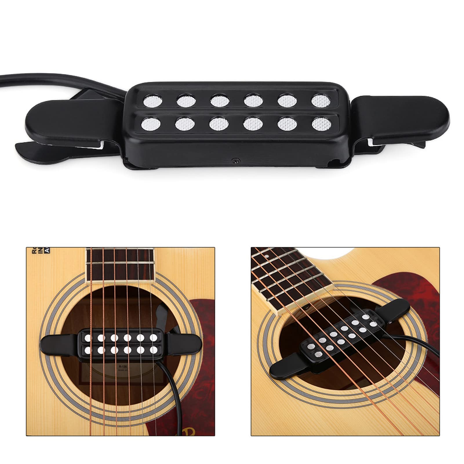 Kuuleyn Pickup Chitarra Acustica Magnetico Buca 12 Fori con Cavo