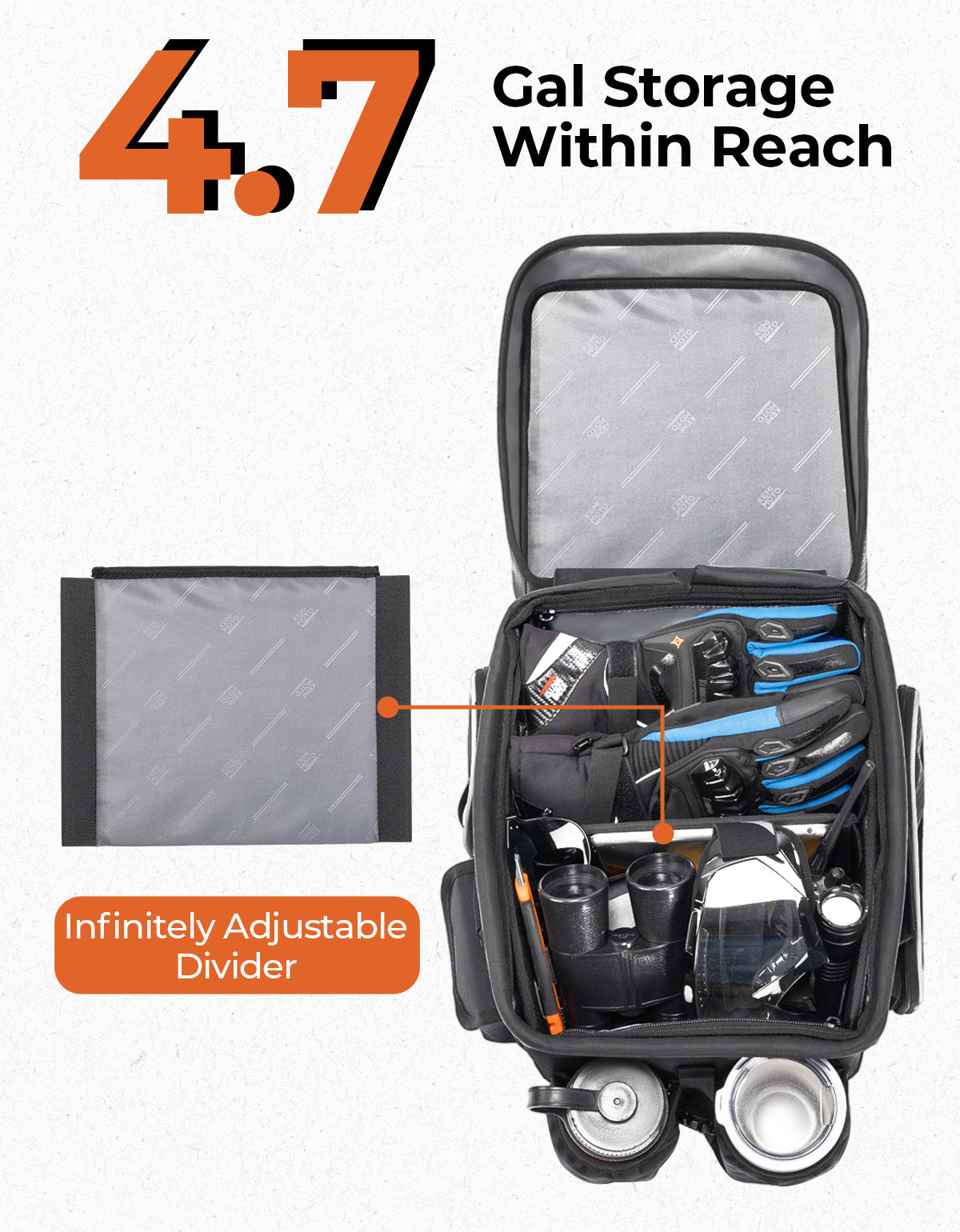 KEMIMOTO borsa sedile UTV 18L portabevande console centrale