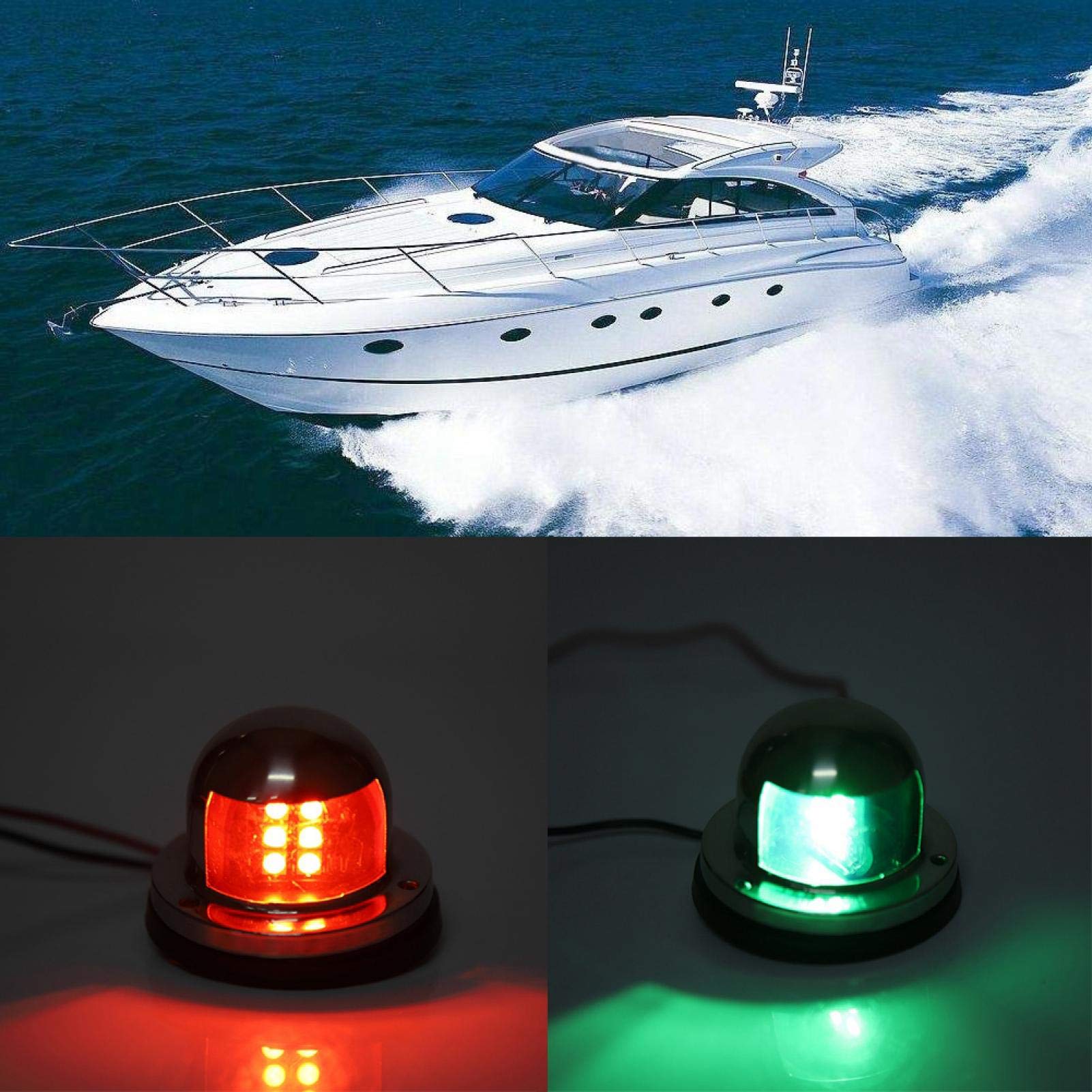 Kuuleyn luci navigazione LED barca rosso verde inox paio