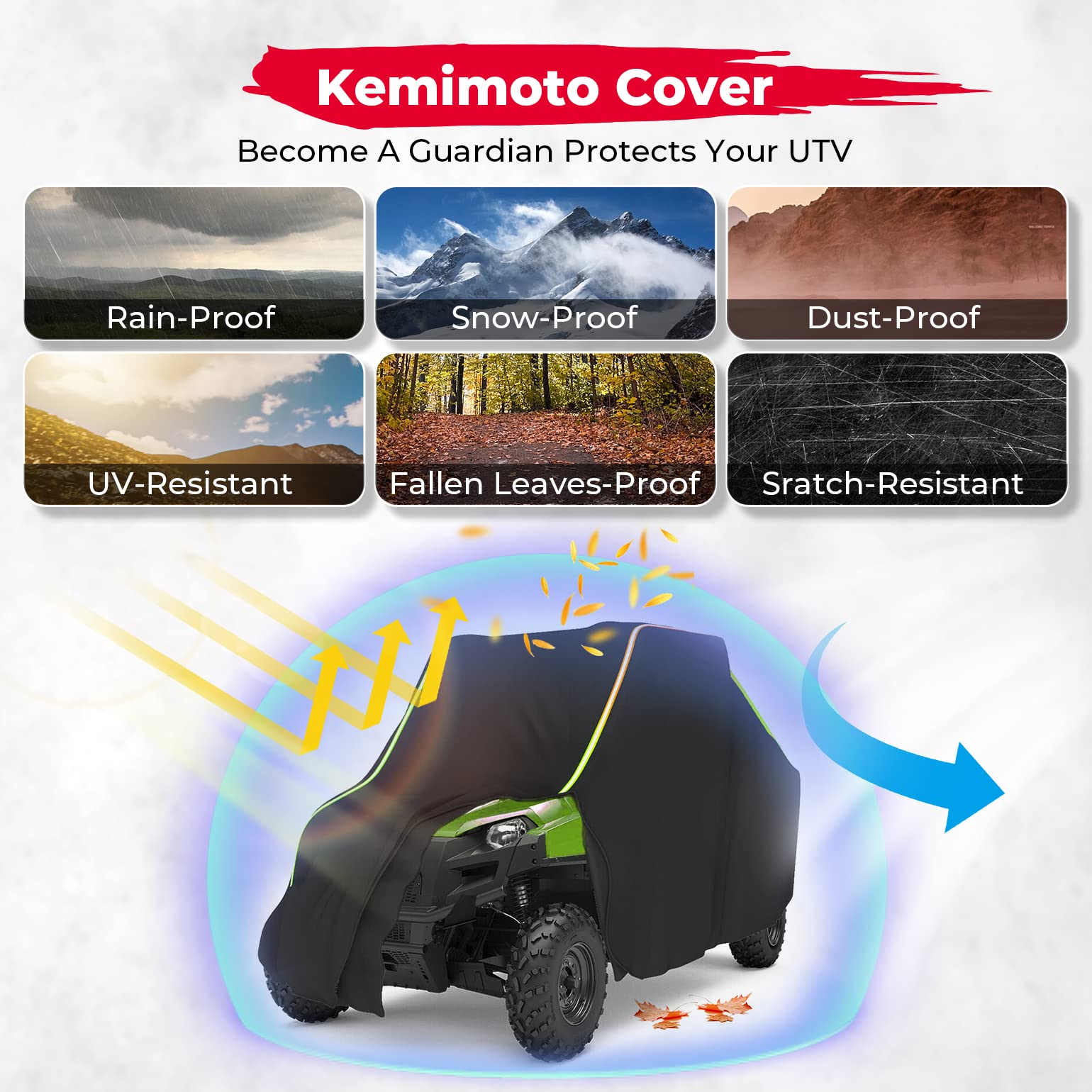 KEMIMOTO telo UTV 310x180x175 cm impermeabile 2 porte