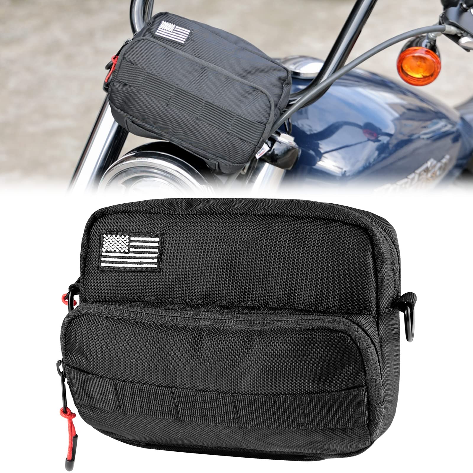 Kemimoto borsa manubrio moto cruiser nera con tracolla