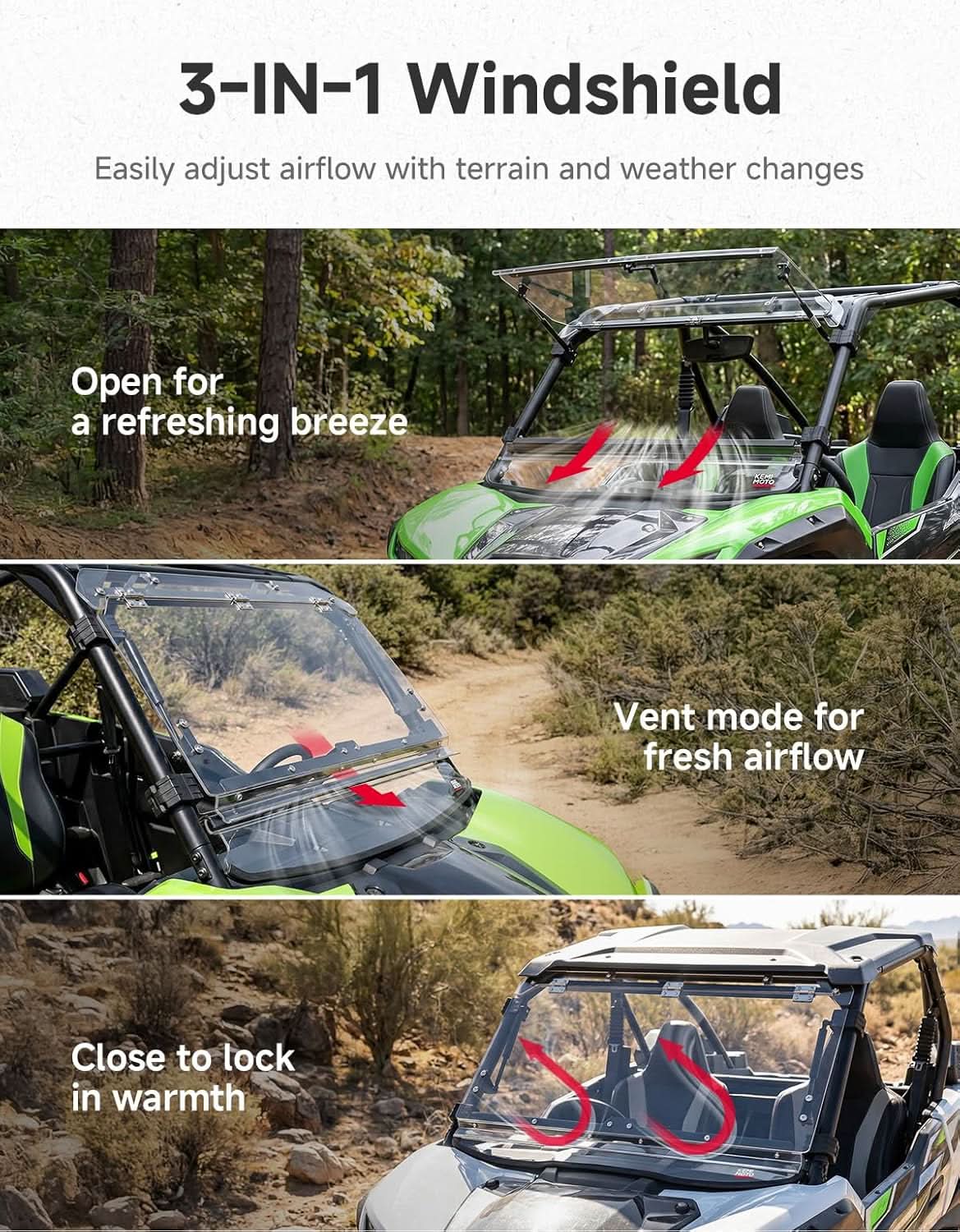 Kemimoto Teryx KRX 1000 parabrezza ribaltabile 3 in 1