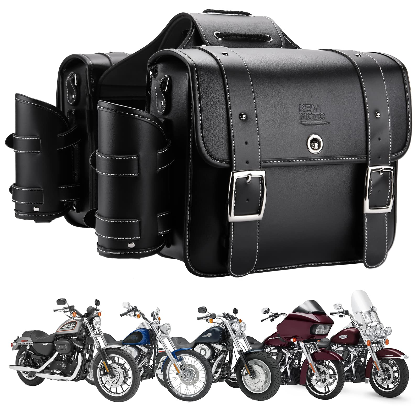 KEMIMOTO Sportster borse laterali moto pelle 20L coppia