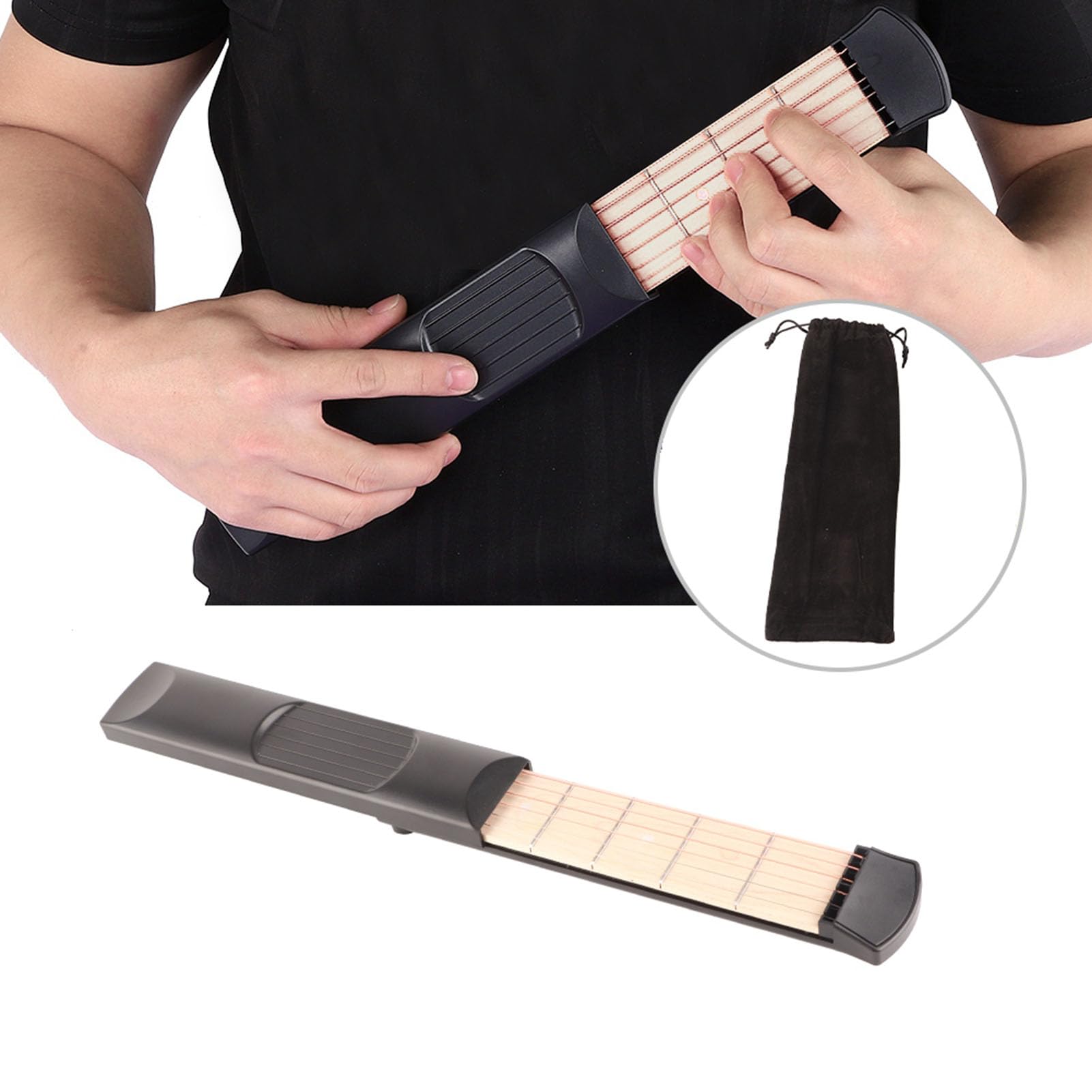 AOWINHIT Chitarra Tascabile 6 Corde Mogano Nero