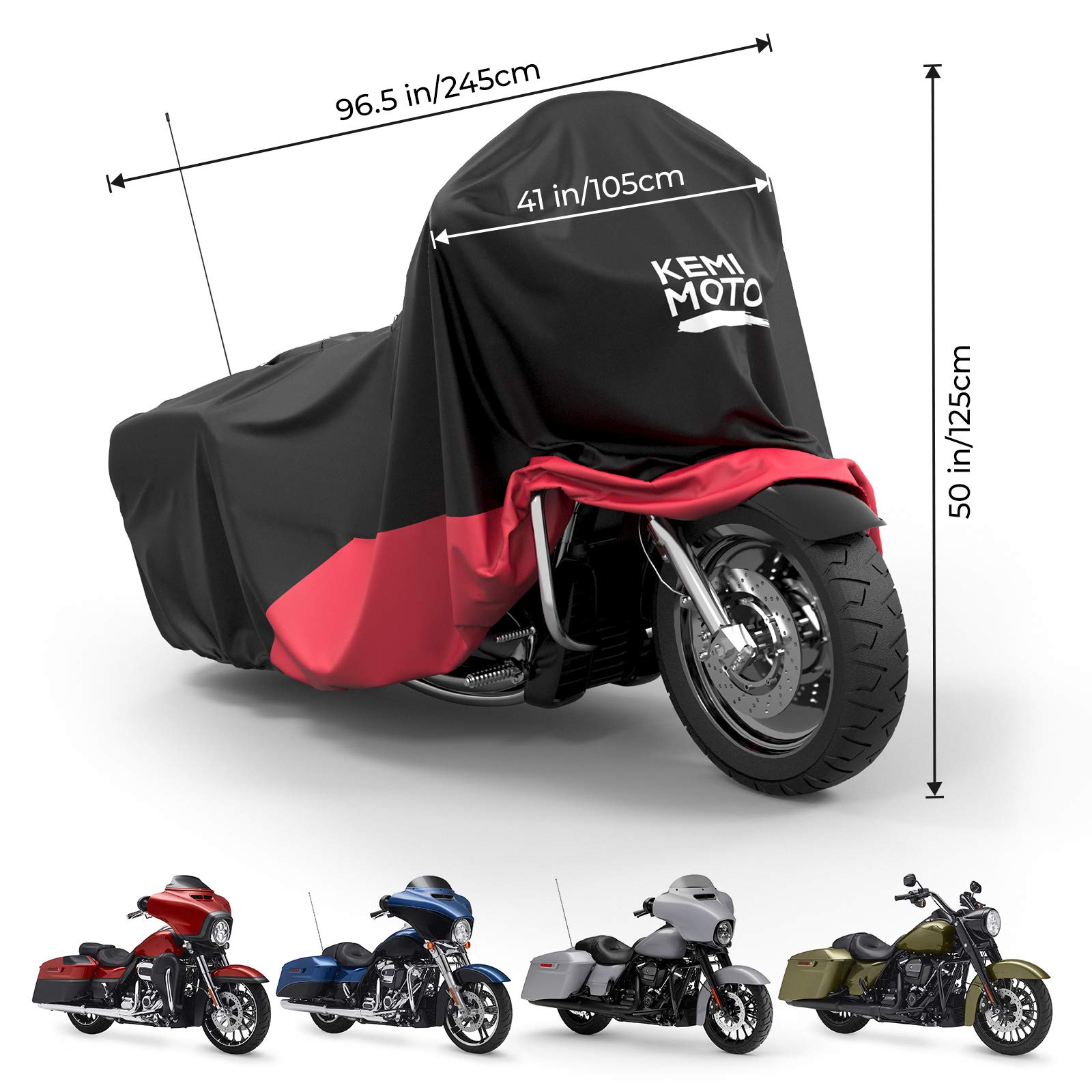 Kemimoto Touring telo moto Oxford nero-rosso impermeabile