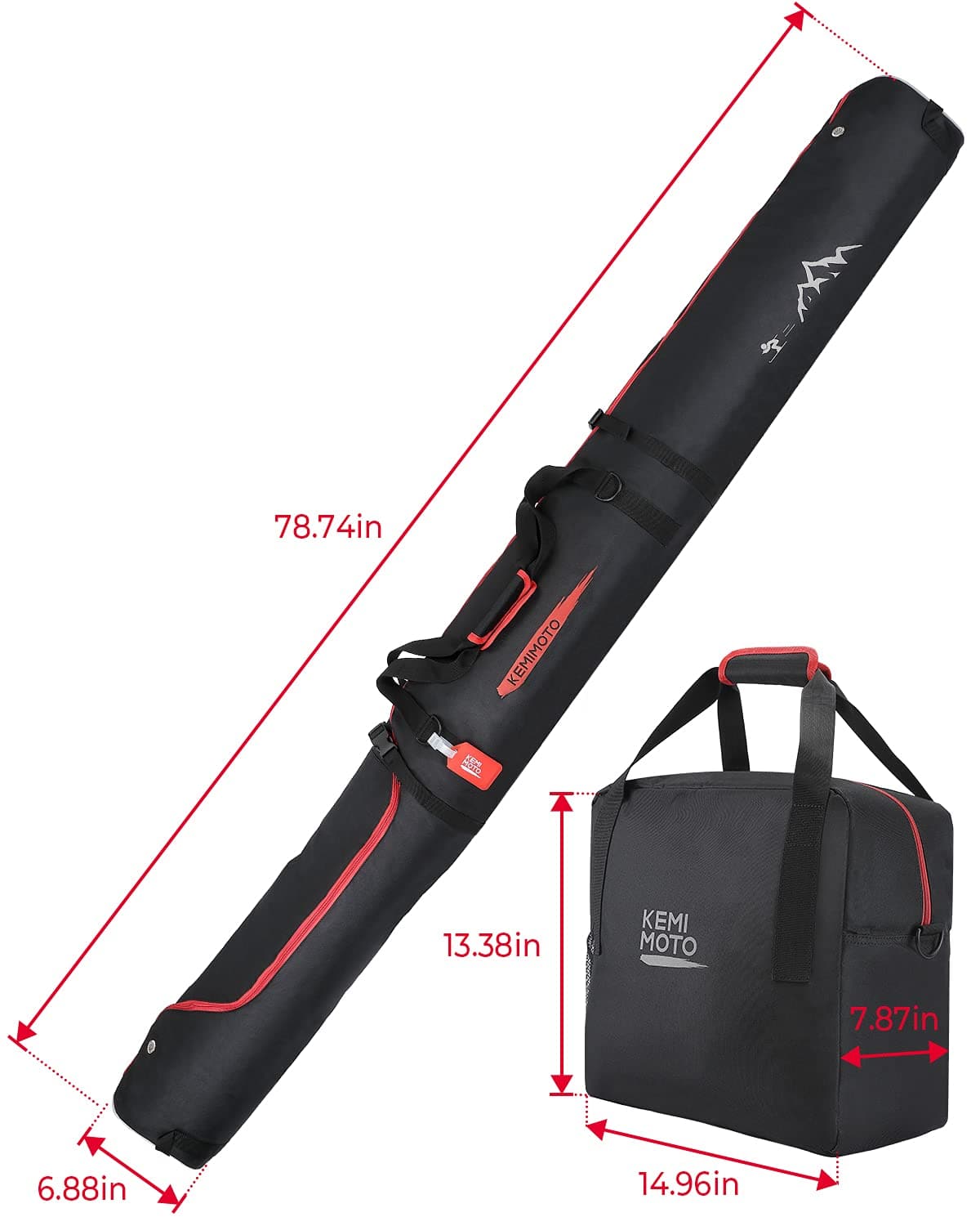KEMIMOTO H0803-00301BK sacca portasci 200 cm rossa con portascarponi