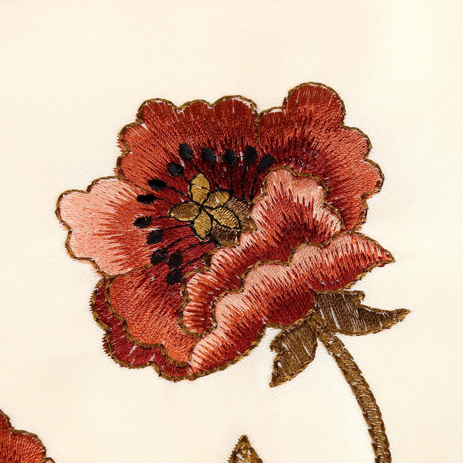 Kuuleyn Tovaglia Vintage Ovale Ricamata Fiori Rossi