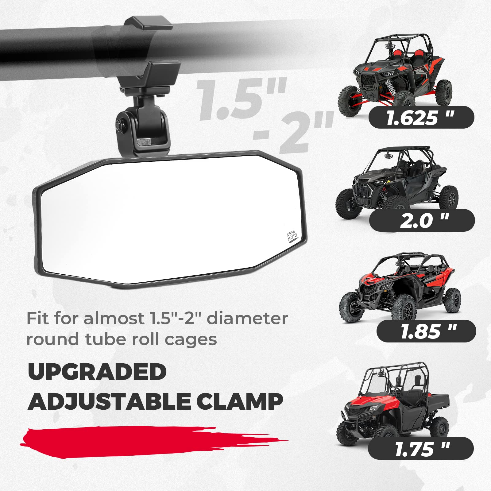 KEMIMOTO Specchietto Centrale UTV Barra 1,5-2" ABS