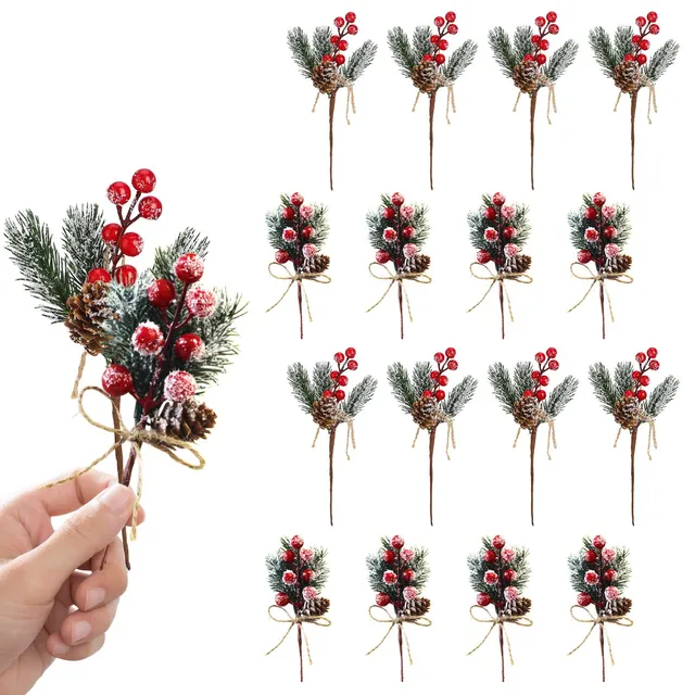 Hapivida Picks Natalizi Pino e Bacche Rosse 10 Pezzi