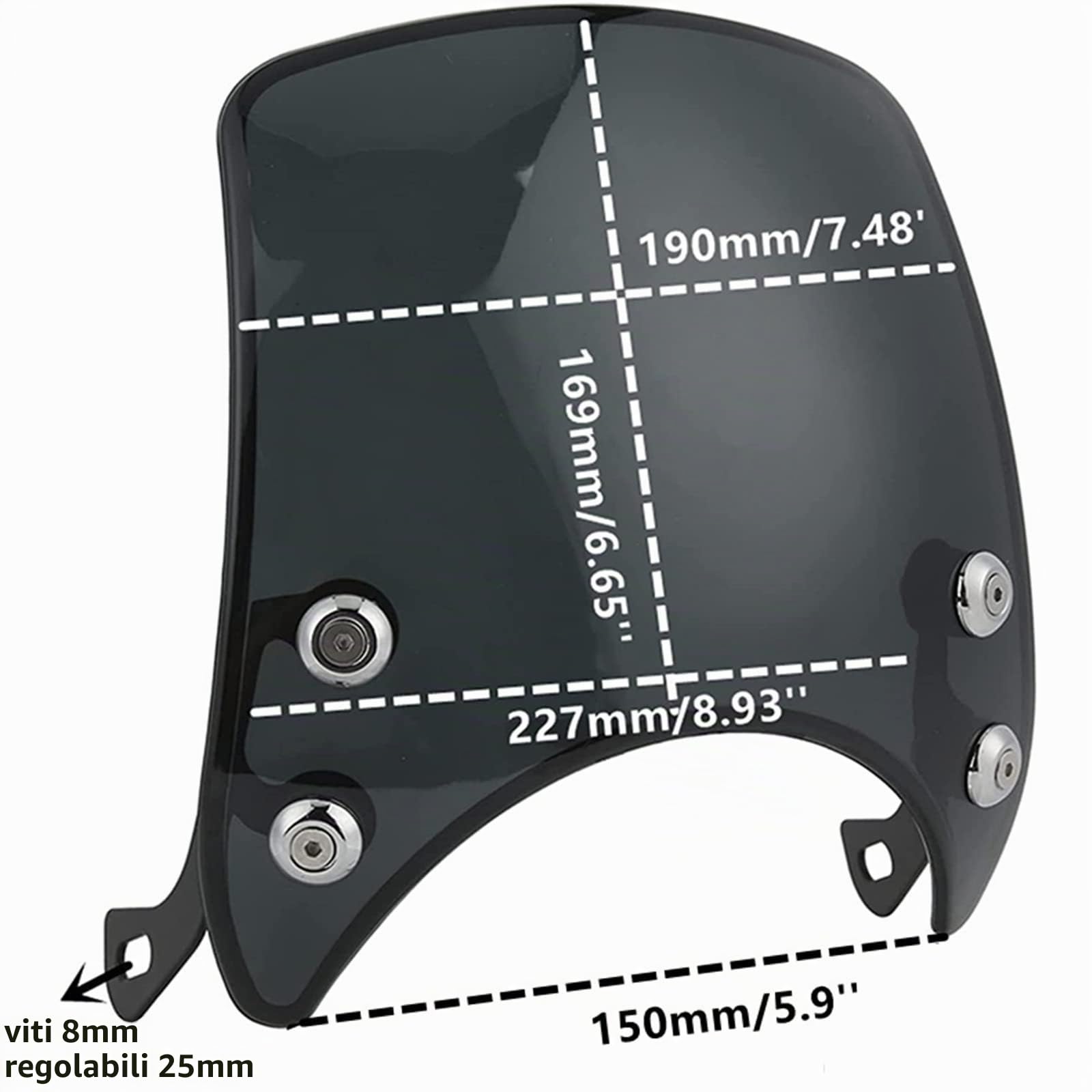 Hapivida Cupolino Parabrezza Moto 5-7 Pollici Retrò