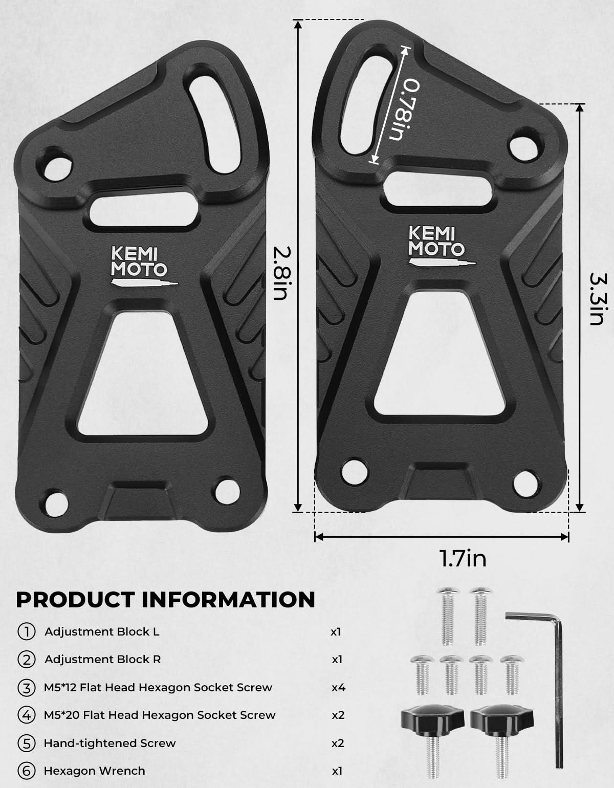 Kemimoto KLR 650 staffe rialzo parabrezza moto regolabili