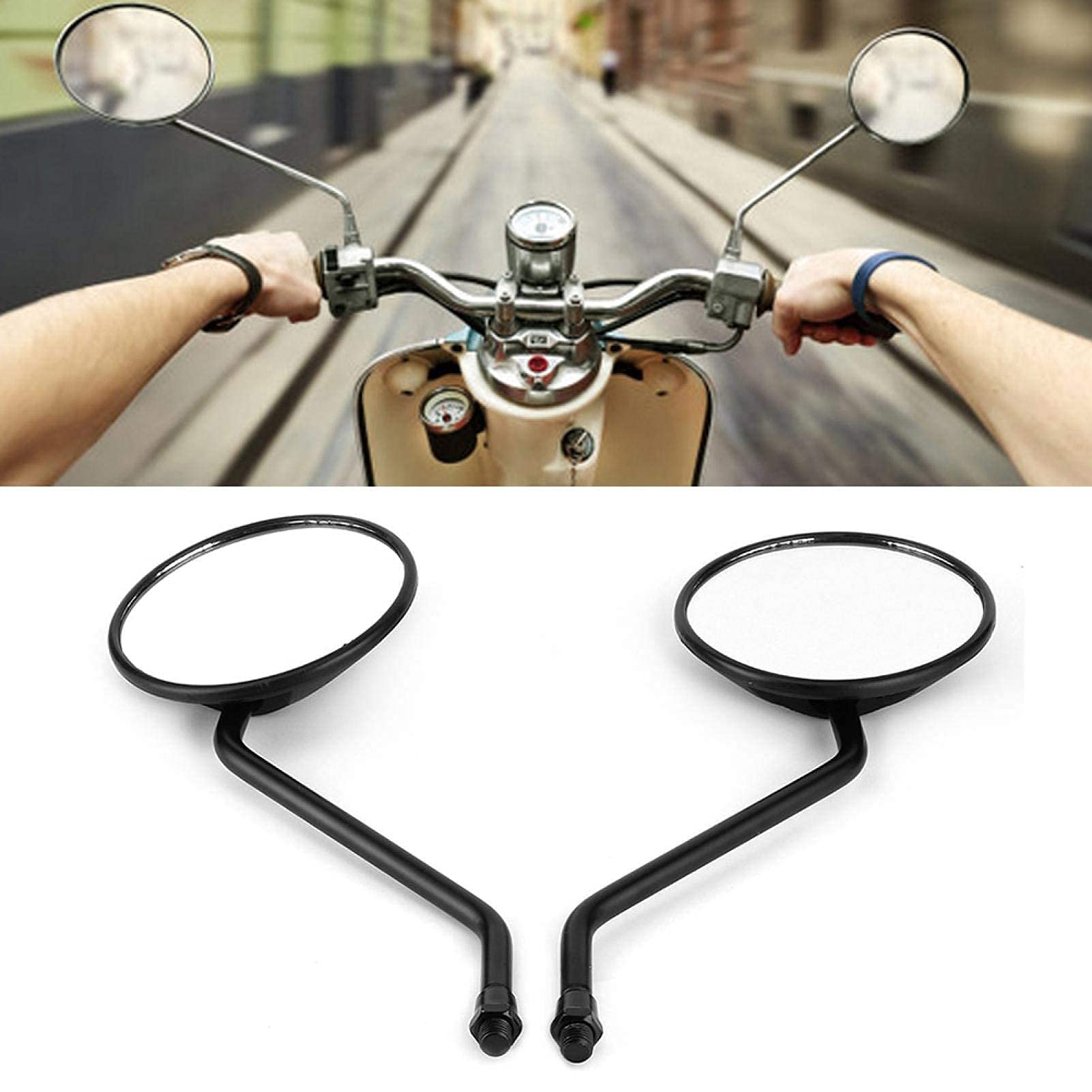 Kuuleyn Specchietti Moto 10mm Coppia Neri 360° Regolabili