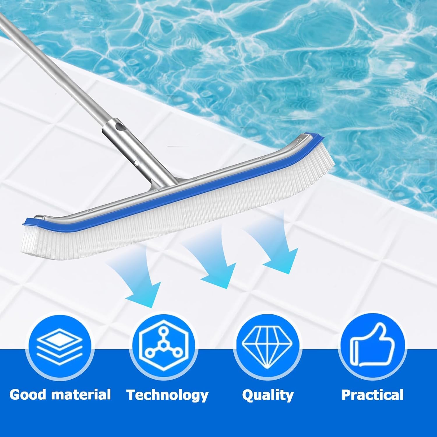 Kuuleyn Spazzola Piscina 18 Pollici Setole Acciaio Inox