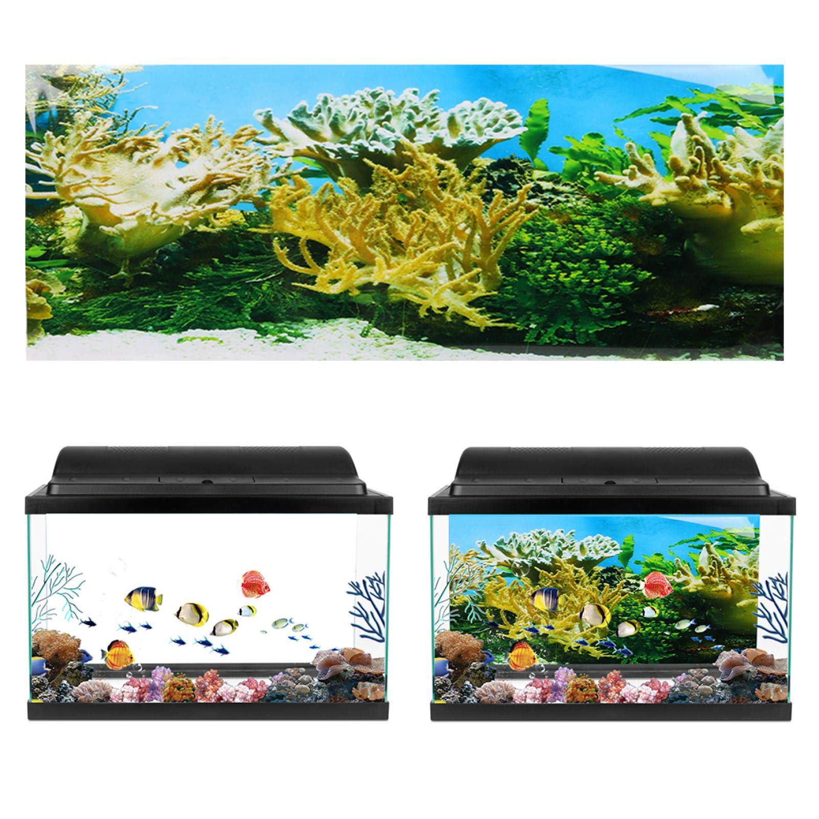 Kuuleyn Sfondo Acquario Adesivo PVC 122x50 cm Piante Corallo
