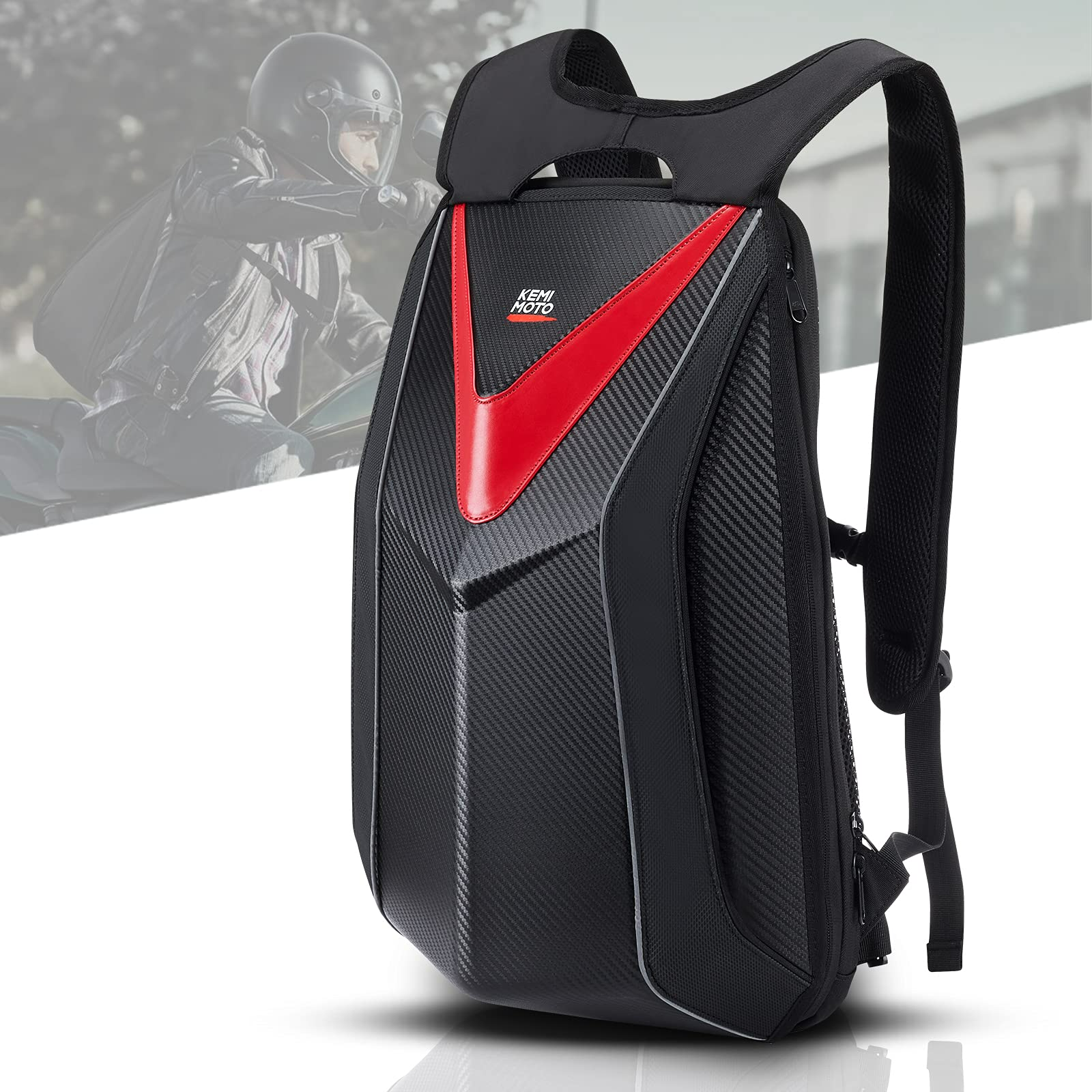 KEMIMOTO 20L zaino moto rigido espandibile per casco