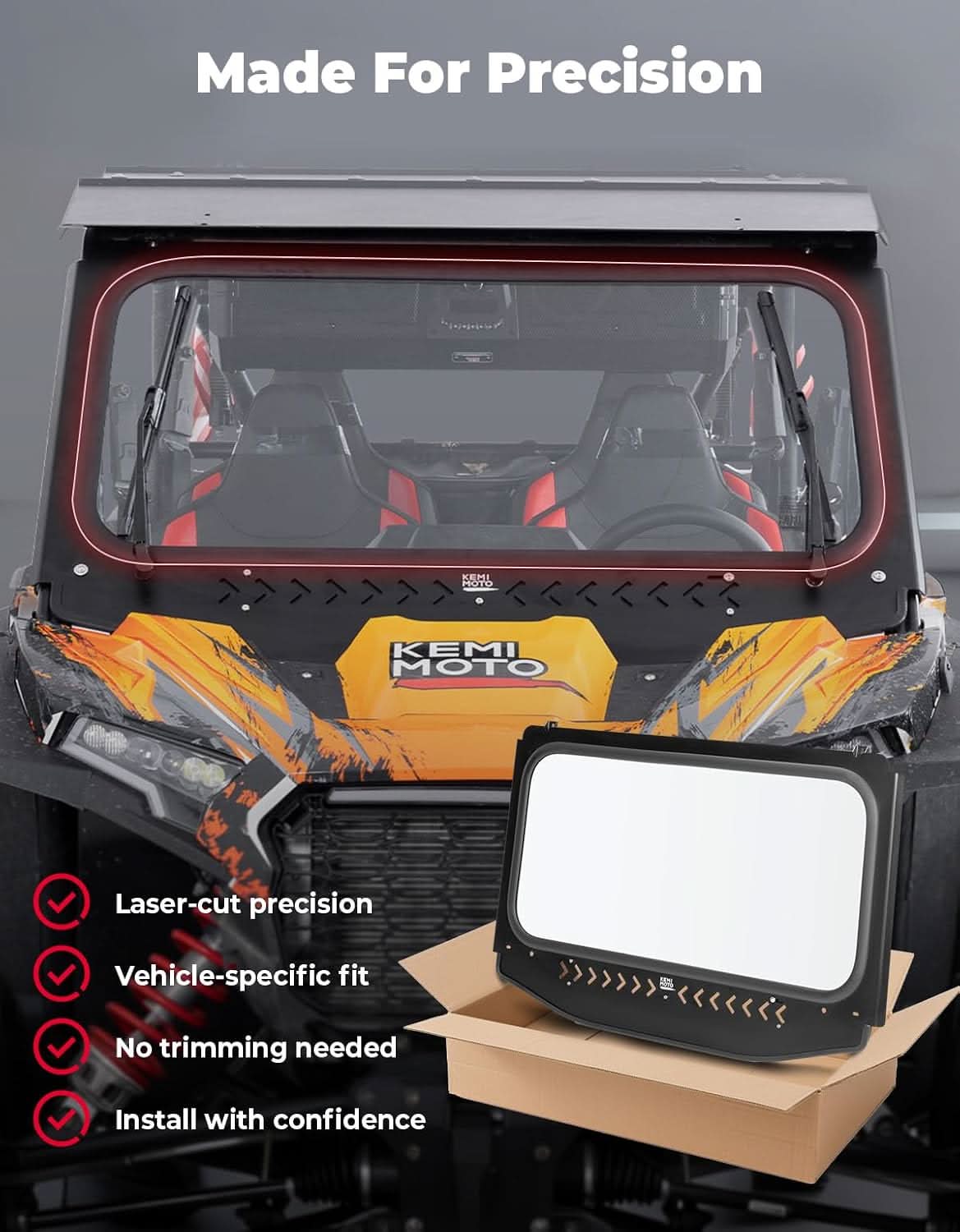 KEMIMOTO RZR XP 1000 parabrezza vetro ventilato tergicristalli