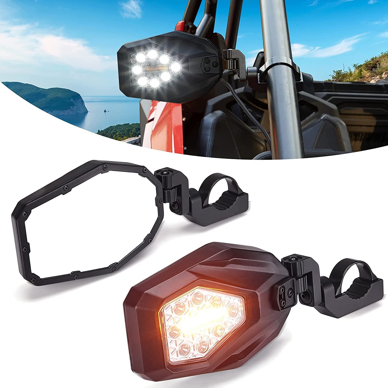 Kemimoto specchietti laterali UTV LED Can-Am Maverick X3 RZR coppia