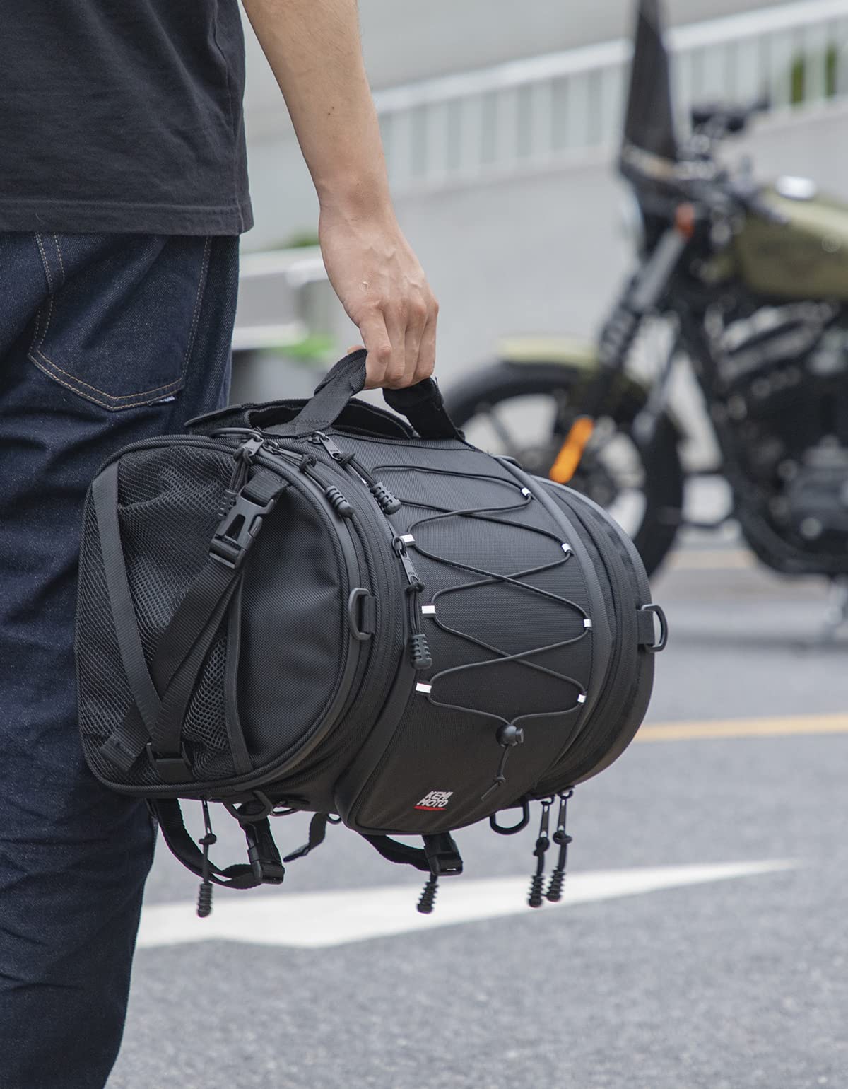 KEMIMOTO borsa posteriore moto 25L sissy bar espandibile