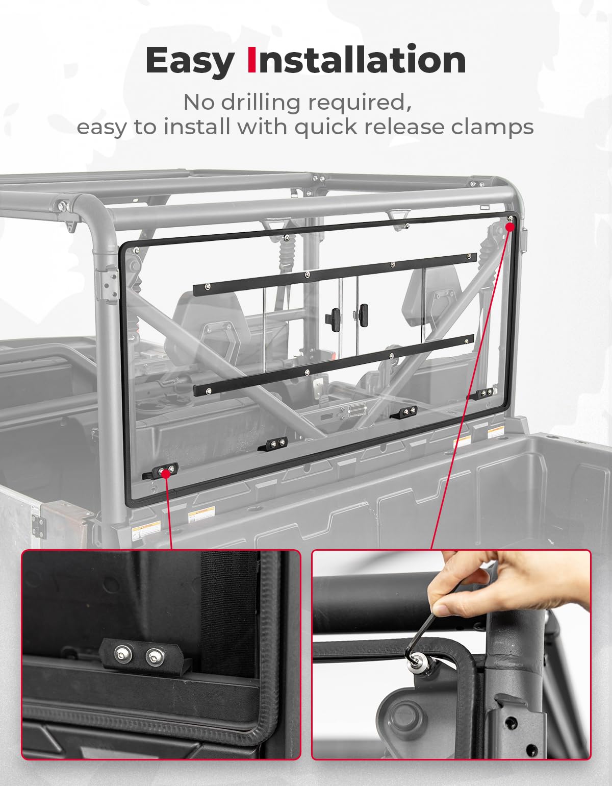 Kemimoto UForce 1000 parabrezza posteriore scorrevole con prese aria