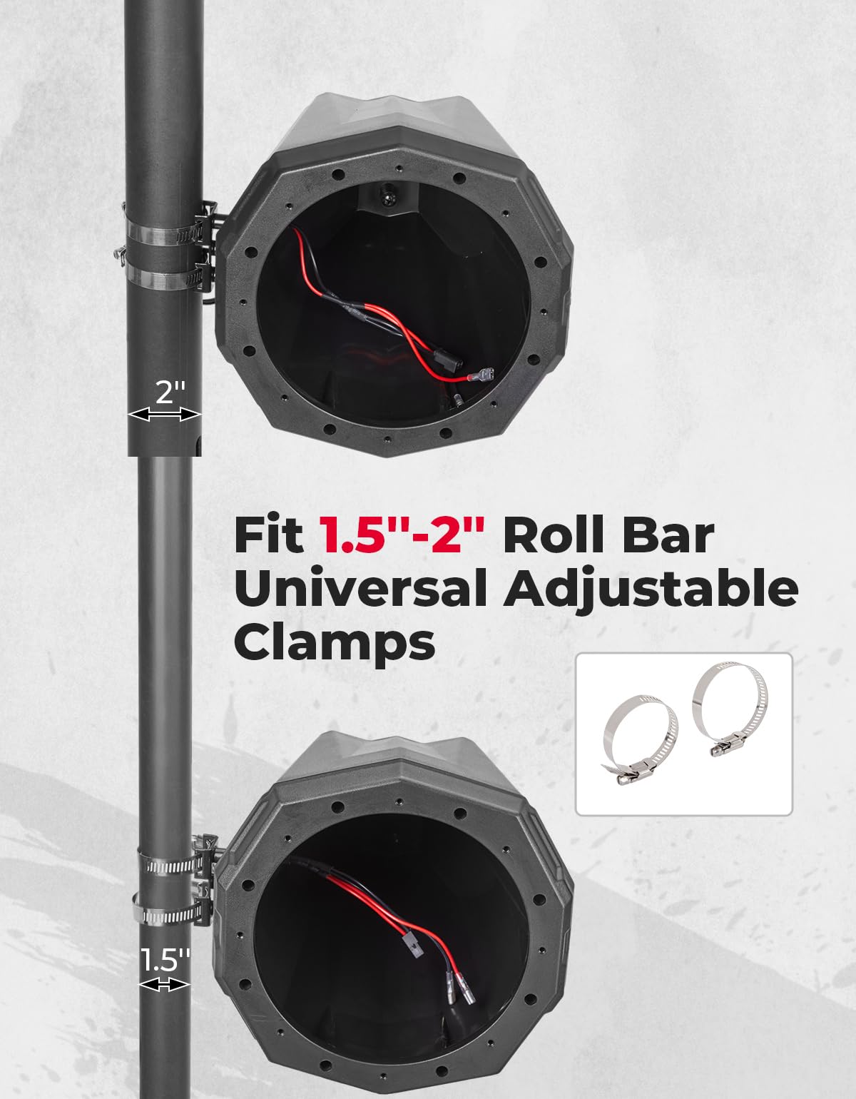 KEMIMOTO Cassa Altoparlante 8 Pollici per Roll Bar Universale