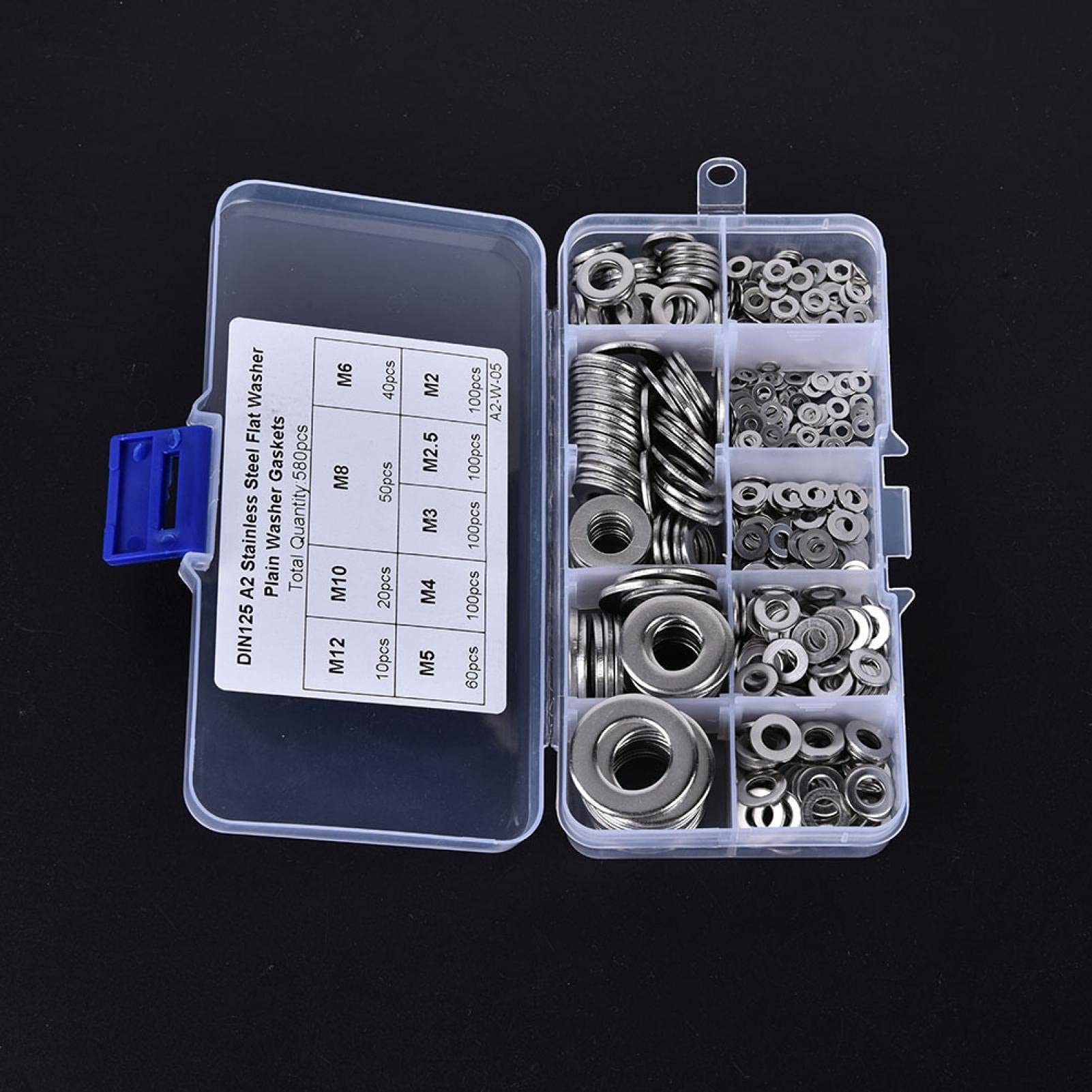 Kuuleyn M2-M12 kit rondelle piatte 580 pezzi acciaio inox