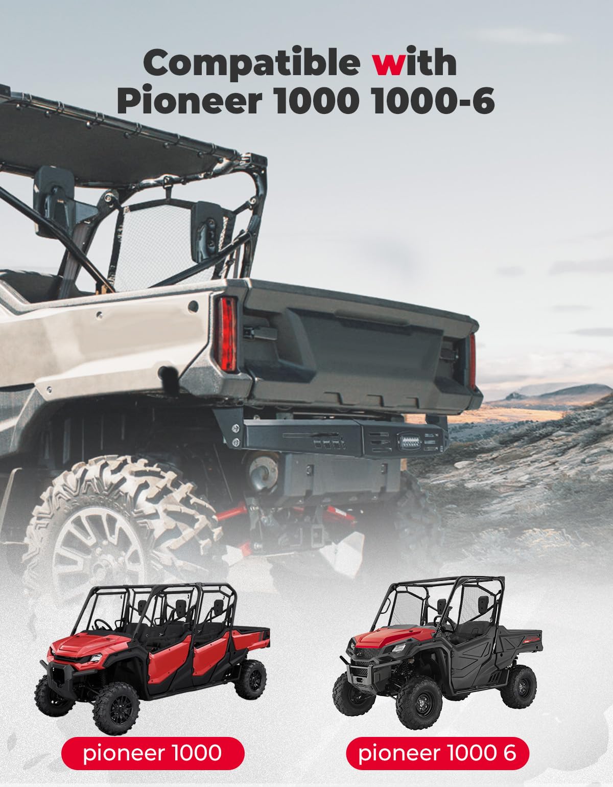 Kemimoto Pioneer 1000 paraurti posteriore acciaio con LED