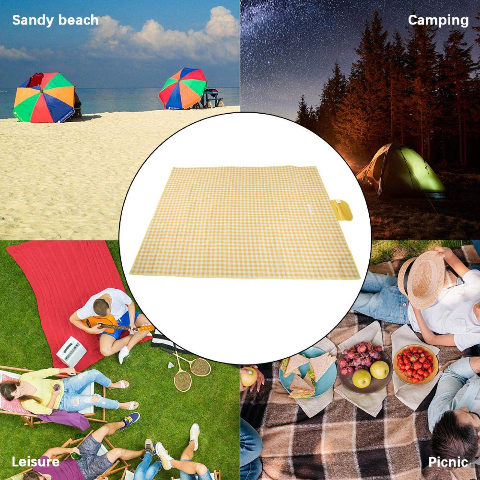 Kuuleyn Telo Mare Giallo 2000x1450 mm Coperta Picnic Impermeabile