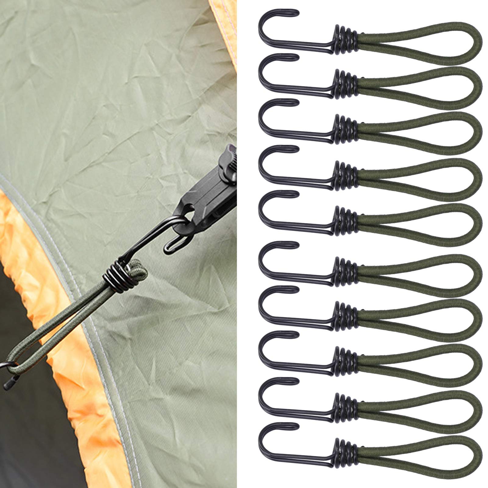 Kuuleyn Corda Elastica Tenda Campeggio 10 Pezzi Gancio