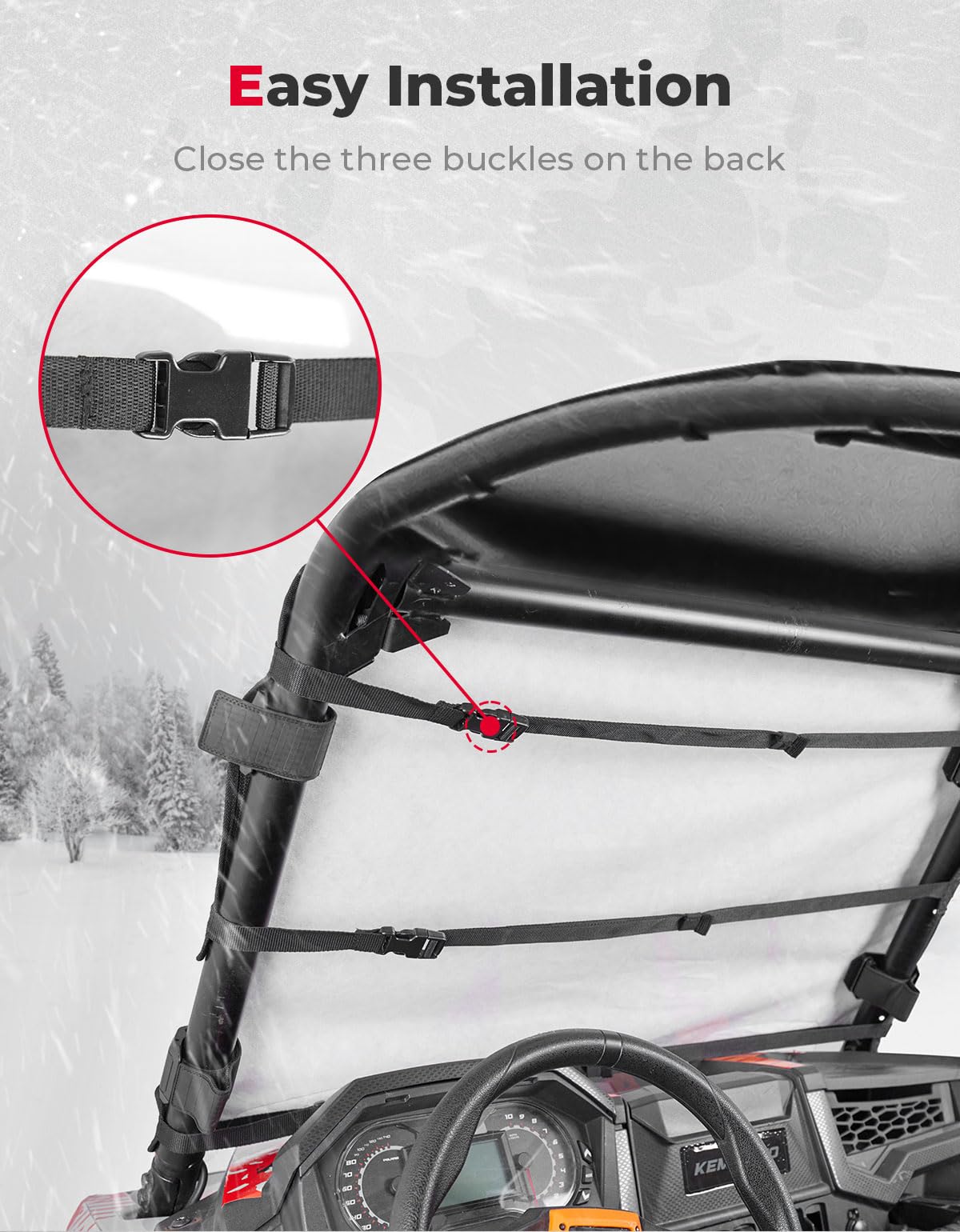 KEMIMOTO RZR XP 1000 telo parabrezza neve traino 2019-2023